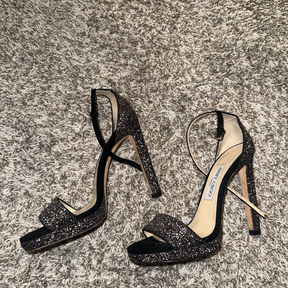 Elegant Black Glitter Heels